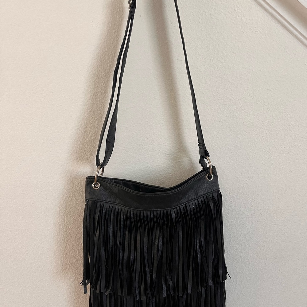 Black Fringe Shoulder Bag